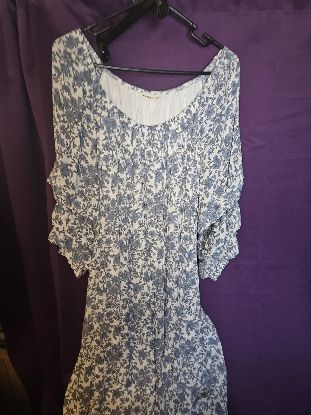 Blue Floral Ruffle Sleeve Women’s Dress By Indigo Rose